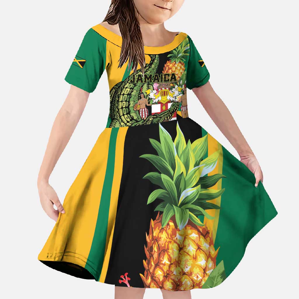 Personalized Jamaica Crocodile Family Matching Off Shoulder Maxi Dress and Hawaiian Shirt Pineapple Tropical Style - Wonder Print Shop