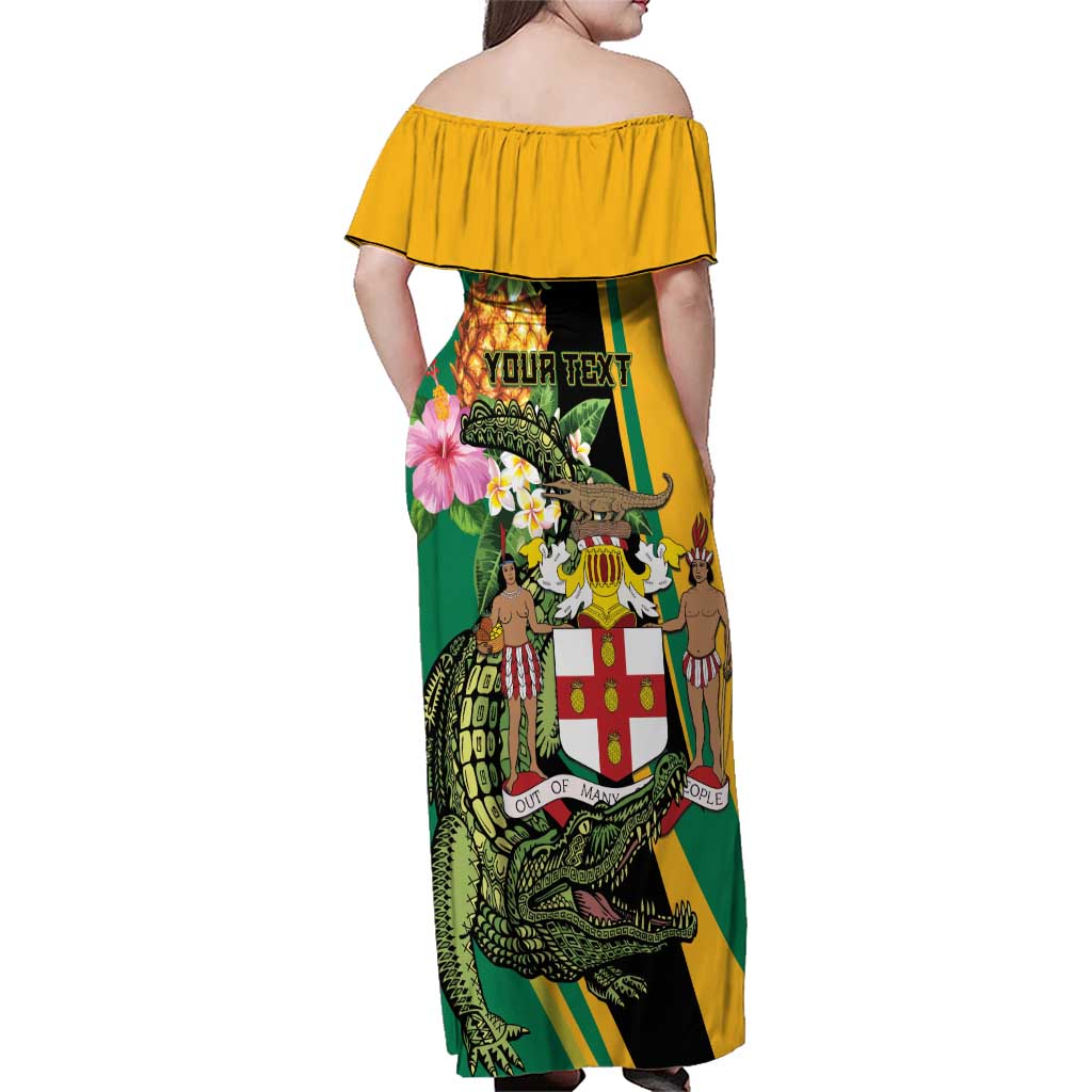 Personalized Jamaica Crocodile Family Matching Off Shoulder Maxi Dress and Hawaiian Shirt Pineapple Tropical Style - Wonder Print Shop