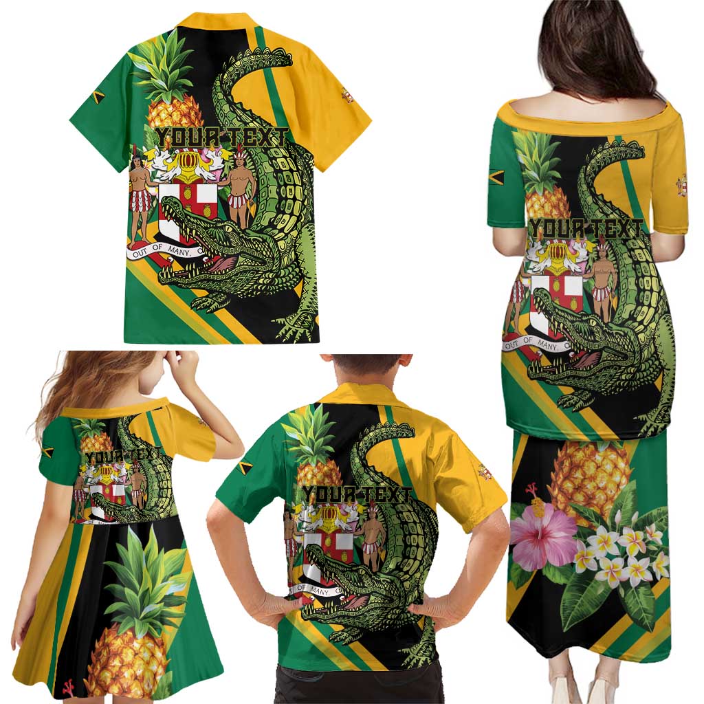 Personalized Jamaica Crocodile Family Matching Puletasi and Hawaiian Shirt Pineapple Tropical Style - Wonder Print Shop