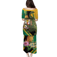 Personalized Jamaica Crocodile Family Matching Puletasi and Hawaiian Shirt Pineapple Tropical Style - Wonder Print Shop