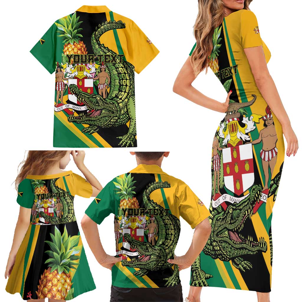 Personalized Jamaica Crocodile Family Matching Short Sleeve Bodycon Dress and Hawaiian Shirt Pineapple Tropical Style - Wonder Print Shop