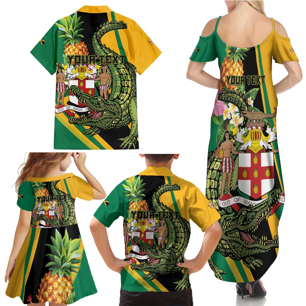 Personalized Jamaica Crocodile Family Matching Summer Maxi Dress and Hawaiian Shirt Pineapple Tropical Style - Wonder Print Shop