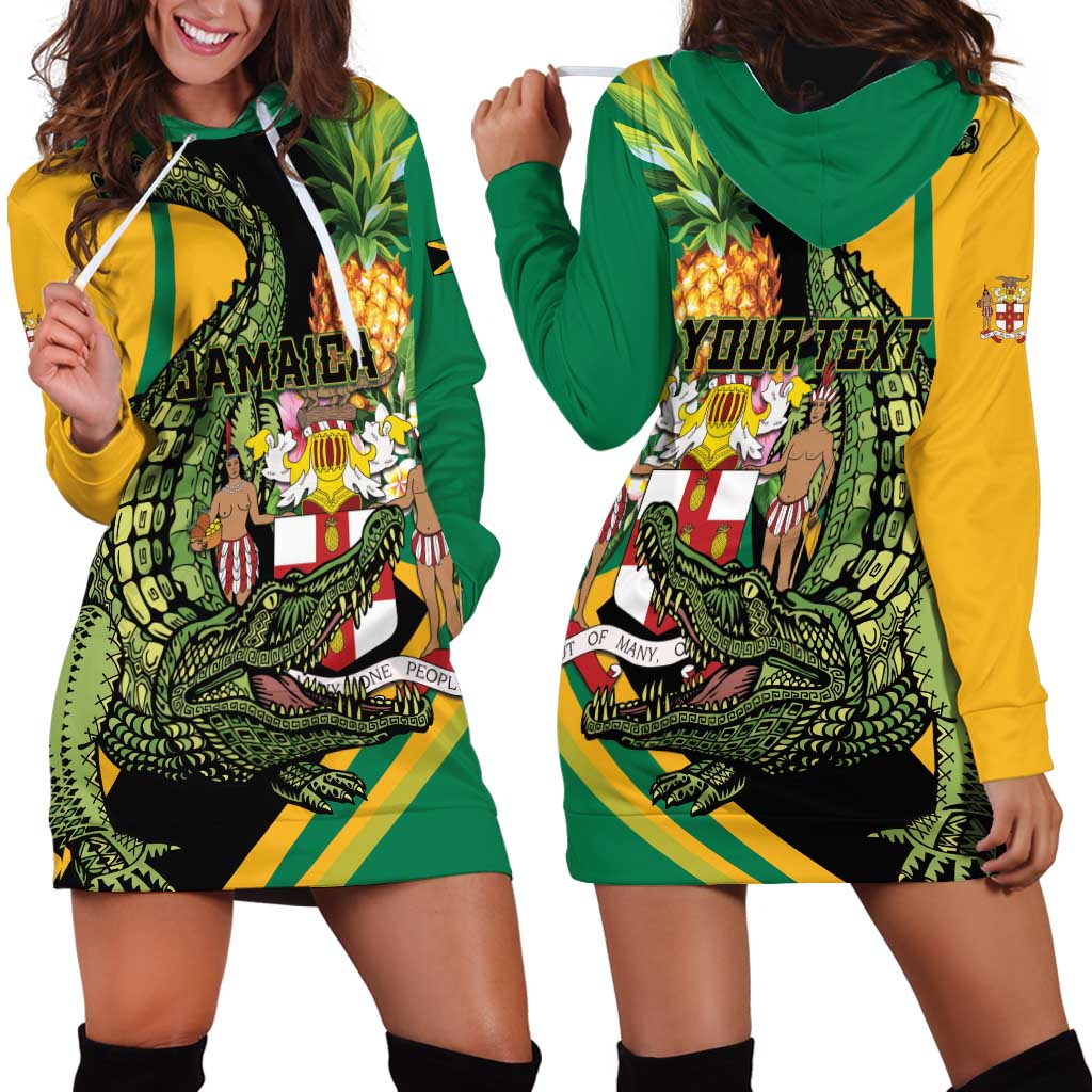 Personalized Jamaica Crocodile Hoodie Dress Pineapple Tropical Style - Wonder Print Shop