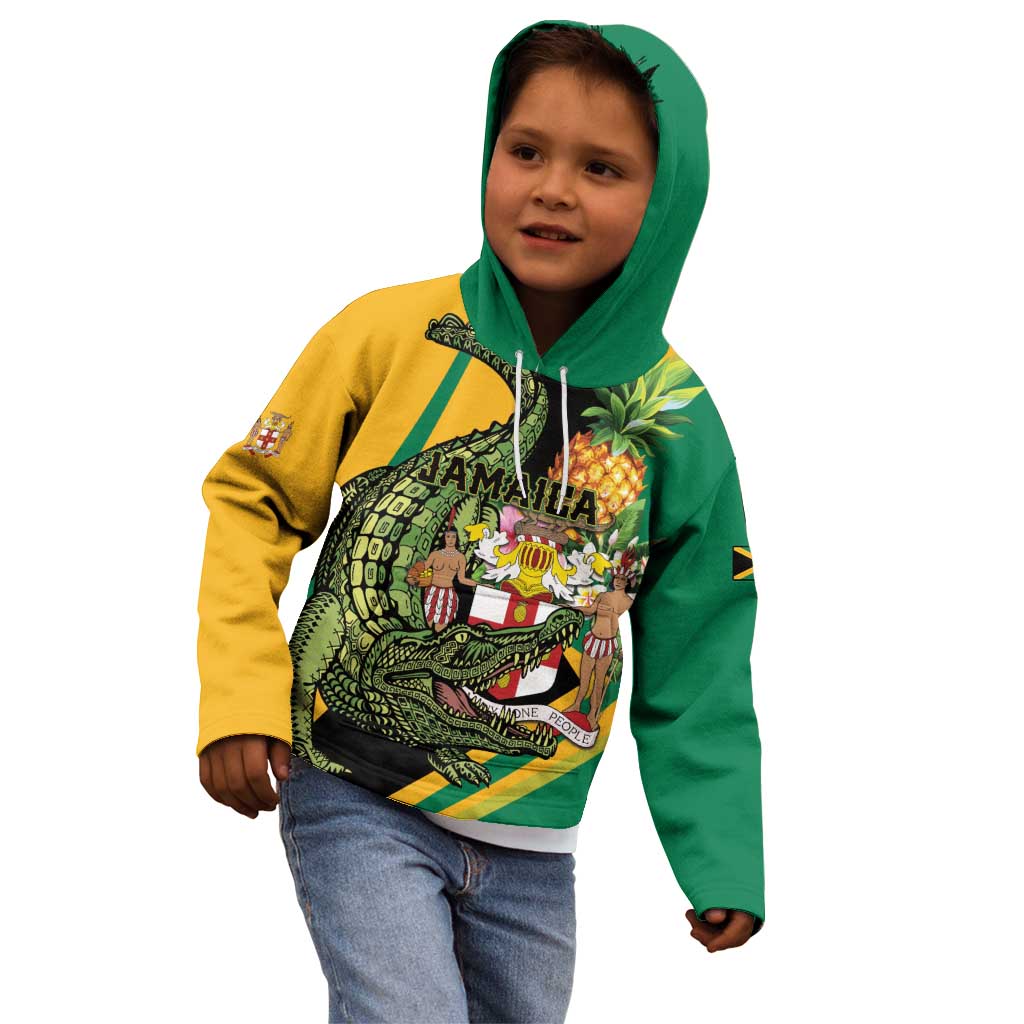 Personalized Jamaica Crocodile Kid Hoodie Pineapple Tropical Style - Wonder Print Shop