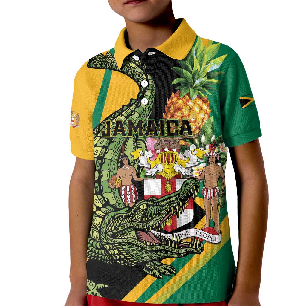 Personalized Jamaica Crocodile Kid Polo Shirt Pineapple Tropical Style - Wonder Print Shop