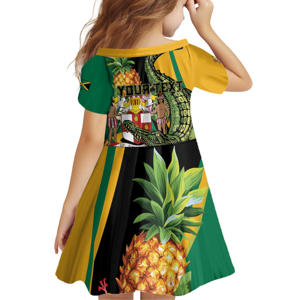 Personalized Jamaica Crocodile Kid Short Sleeve Dress Pineapple Tropical Style - Wonder Print Shop