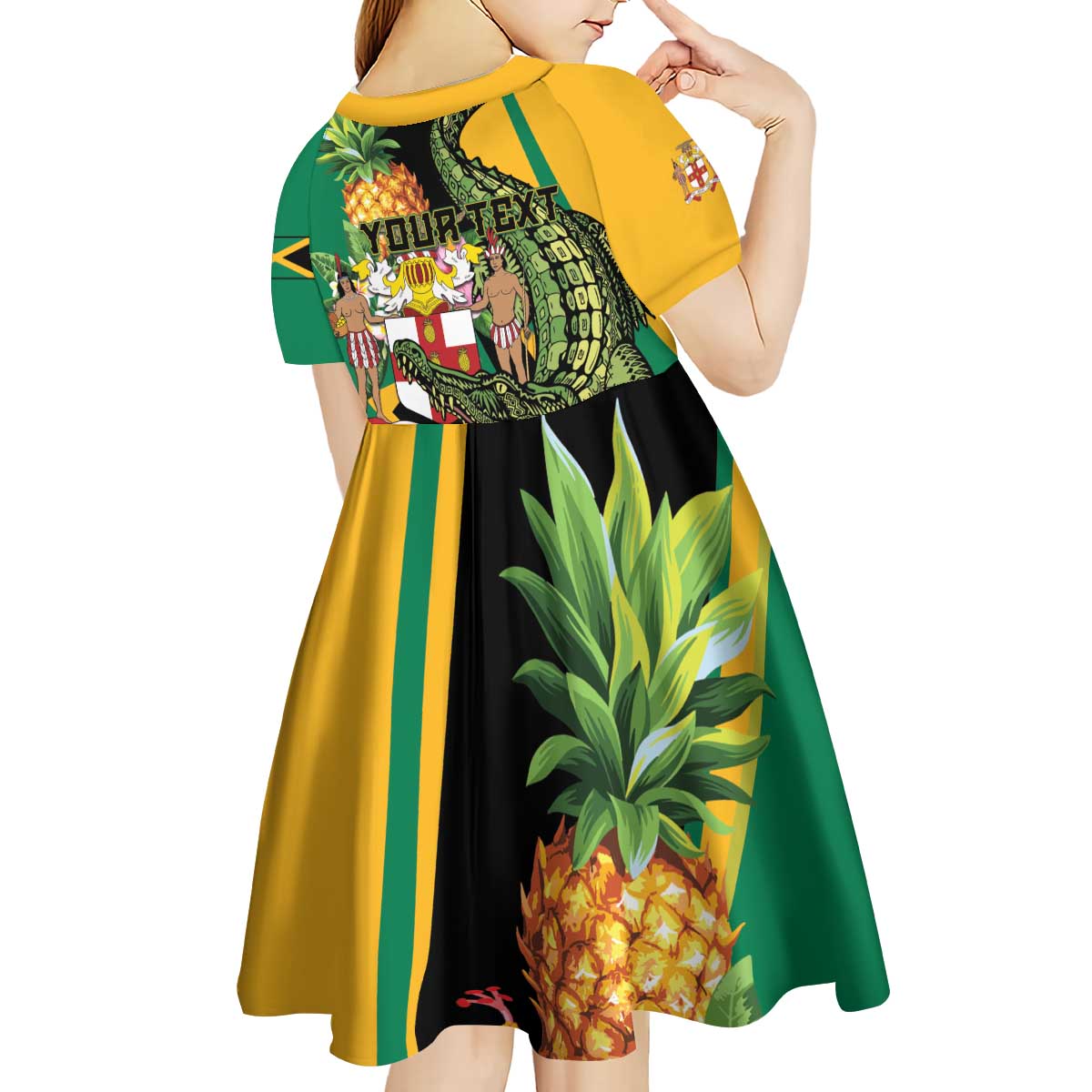 Personalized Jamaica Crocodile Kid Short Sleeve Dress Pineapple Tropical Style - Wonder Print Shop