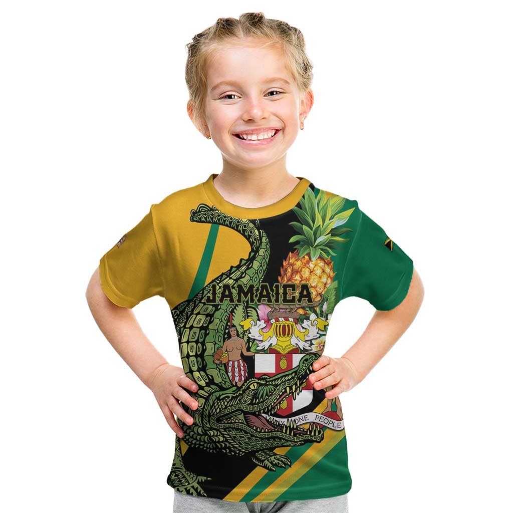 Personalized Jamaica Crocodile Kid T Shirt Pineapple Tropical Style - Wonder Print Shop