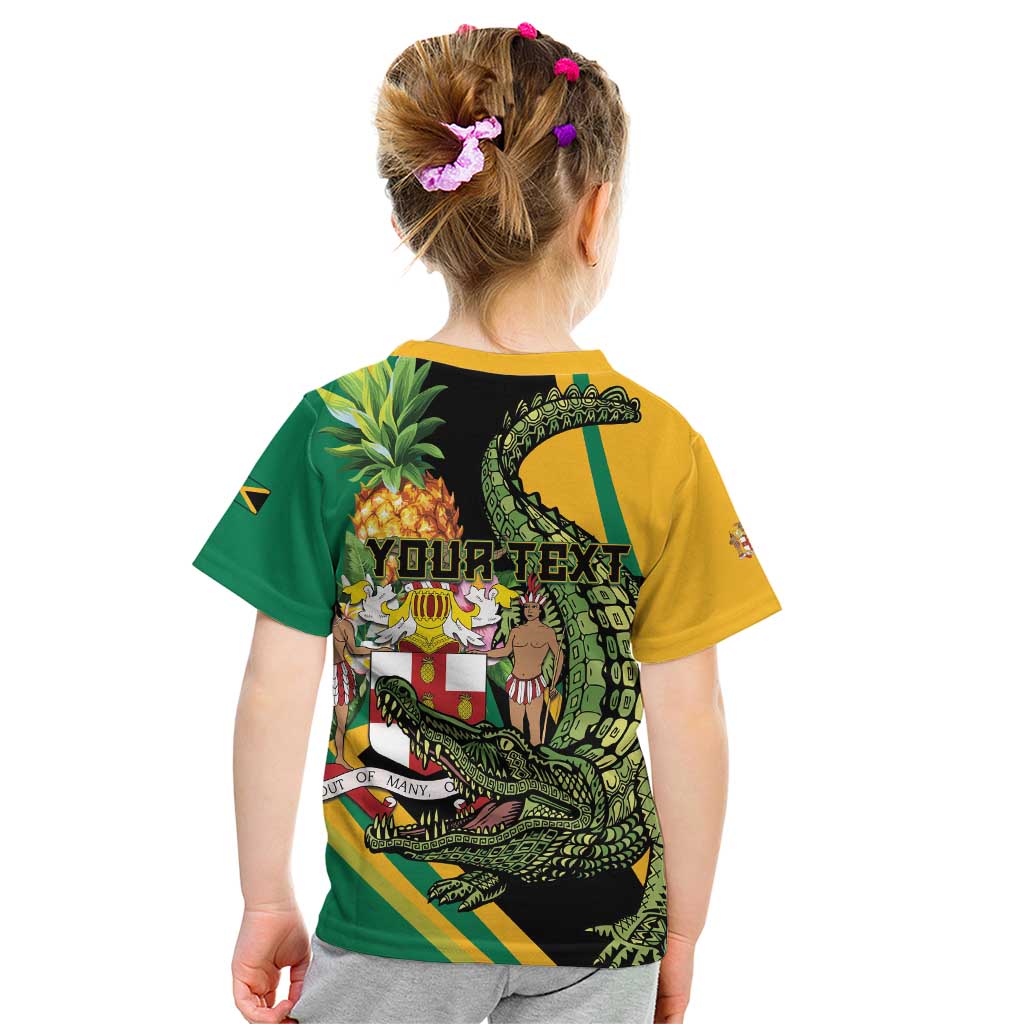 Personalized Jamaica Crocodile Kid T Shirt Pineapple Tropical Style - Wonder Print Shop