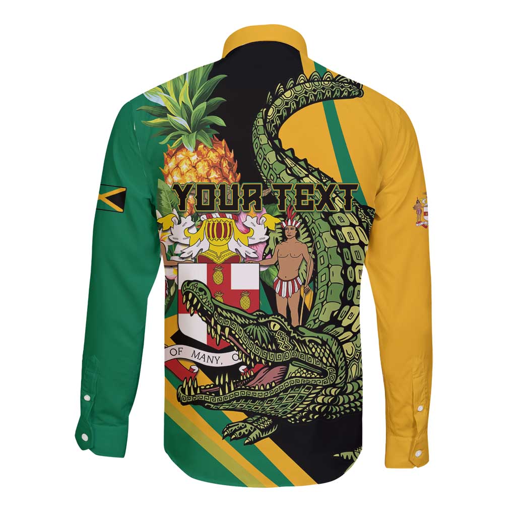 Personalized Jamaica Crocodile Long Sleeve Button Shirt Pineapple Tropical Style - Wonder Print Shop