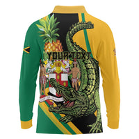 Personalized Jamaica Crocodile Long Sleeve Polo Shirt Pineapple Tropical Style - Wonder Print Shop