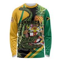 Personalized Jamaica Crocodile Long Sleeve Shirt Pineapple Tropical Style - Wonder Print Shop