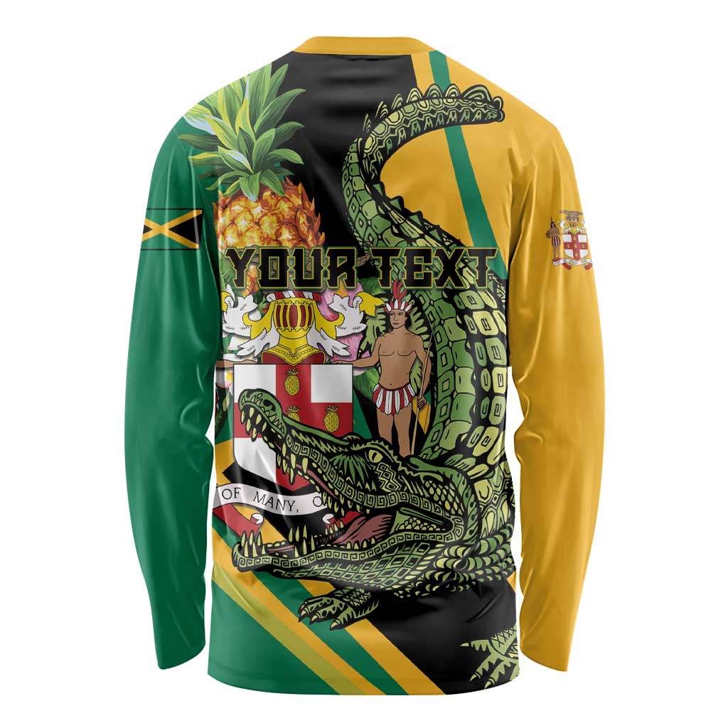 Personalized Jamaica Crocodile Long Sleeve Shirt Pineapple Tropical Style - Wonder Print Shop