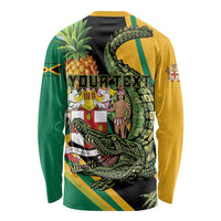 Personalized Jamaica Crocodile Long Sleeve Shirt Pineapple Tropical Style - Wonder Print Shop