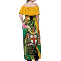 Personalized Jamaica Crocodile Off Shoulder Maxi Dress Pineapple Tropical Style - Wonder Print Shop