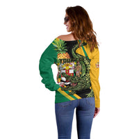 Personalized Jamaica Crocodile Off Shoulder Sweater Pineapple Tropical Style - Wonder Print Shop