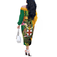 Personalized Jamaica Crocodile Off The Shoulder Long Sleeve Dress Pineapple Tropical Style - Wonder Print Shop