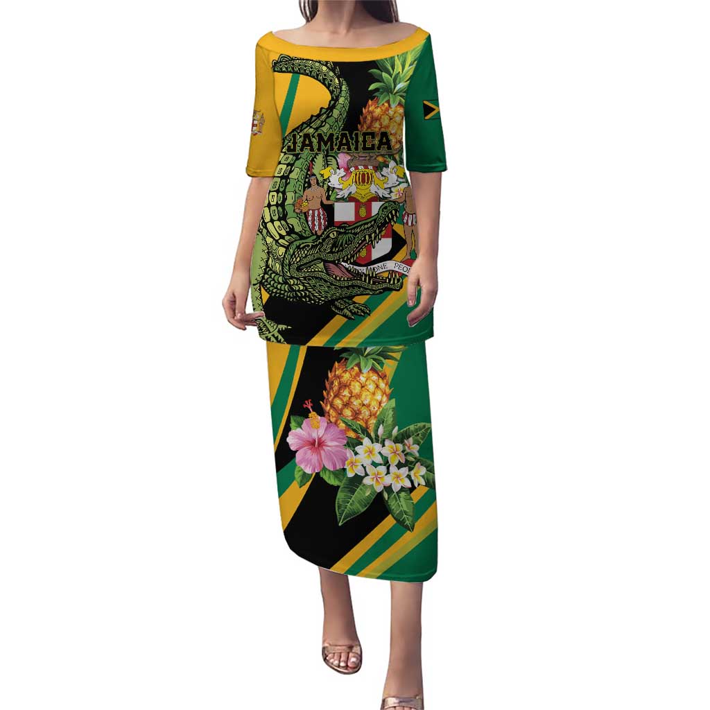 Personalized Jamaica Crocodile Puletasi Pineapple Tropical Style - Wonder Print Shop