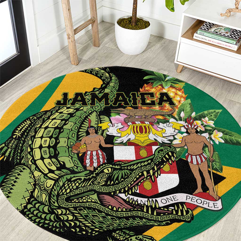 Jamaica Crocodile Round Carpet Pineapple Tropical Style - Wonder Print Shop