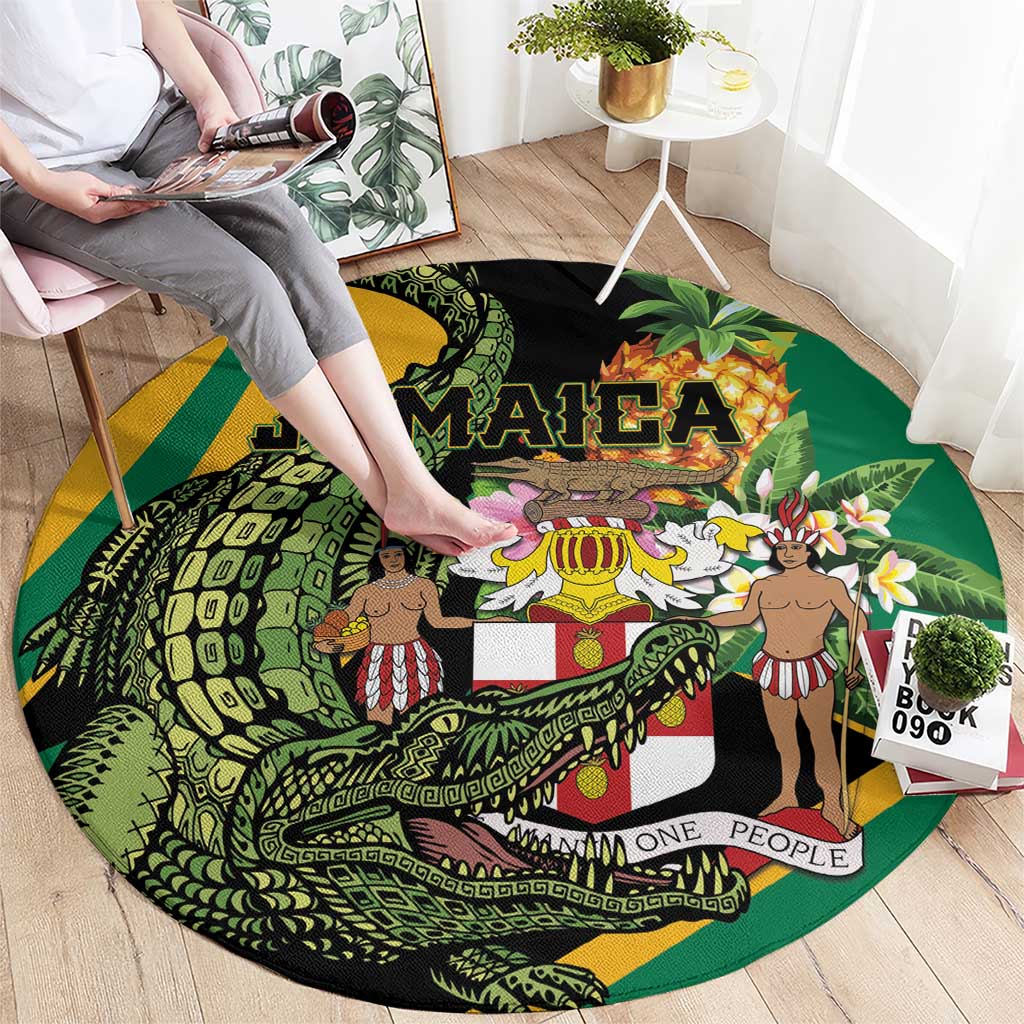 Jamaica Crocodile Round Carpet Pineapple Tropical Style - Wonder Print Shop