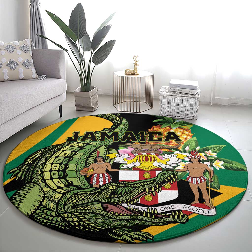 Jamaica Crocodile Round Carpet Pineapple Tropical Style - Wonder Print Shop