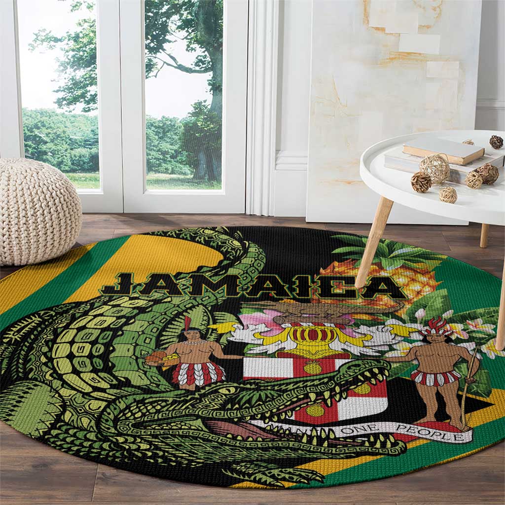 Jamaica Crocodile Round Carpet Pineapple Tropical Style - Wonder Print Shop