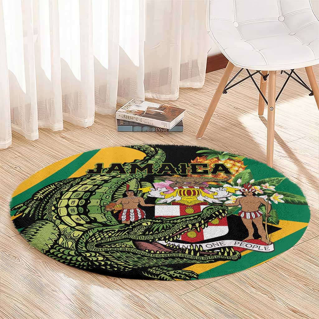 Jamaica Crocodile Round Carpet Pineapple Tropical Style - Wonder Print Shop