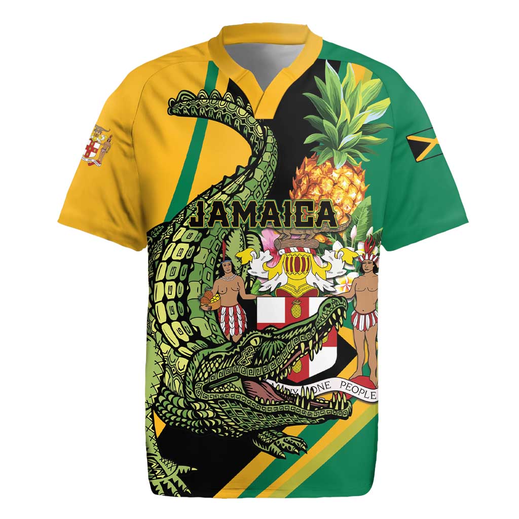 Personalized Jamaica Crocodile Rugby Jersey Pineapple Tropical Style - Wonder Print Shop