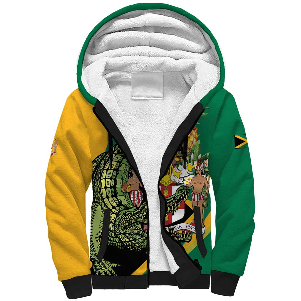 Personalized Jamaica Crocodile Sherpa Hoodie Pineapple Tropical Style - Wonder Print Shop