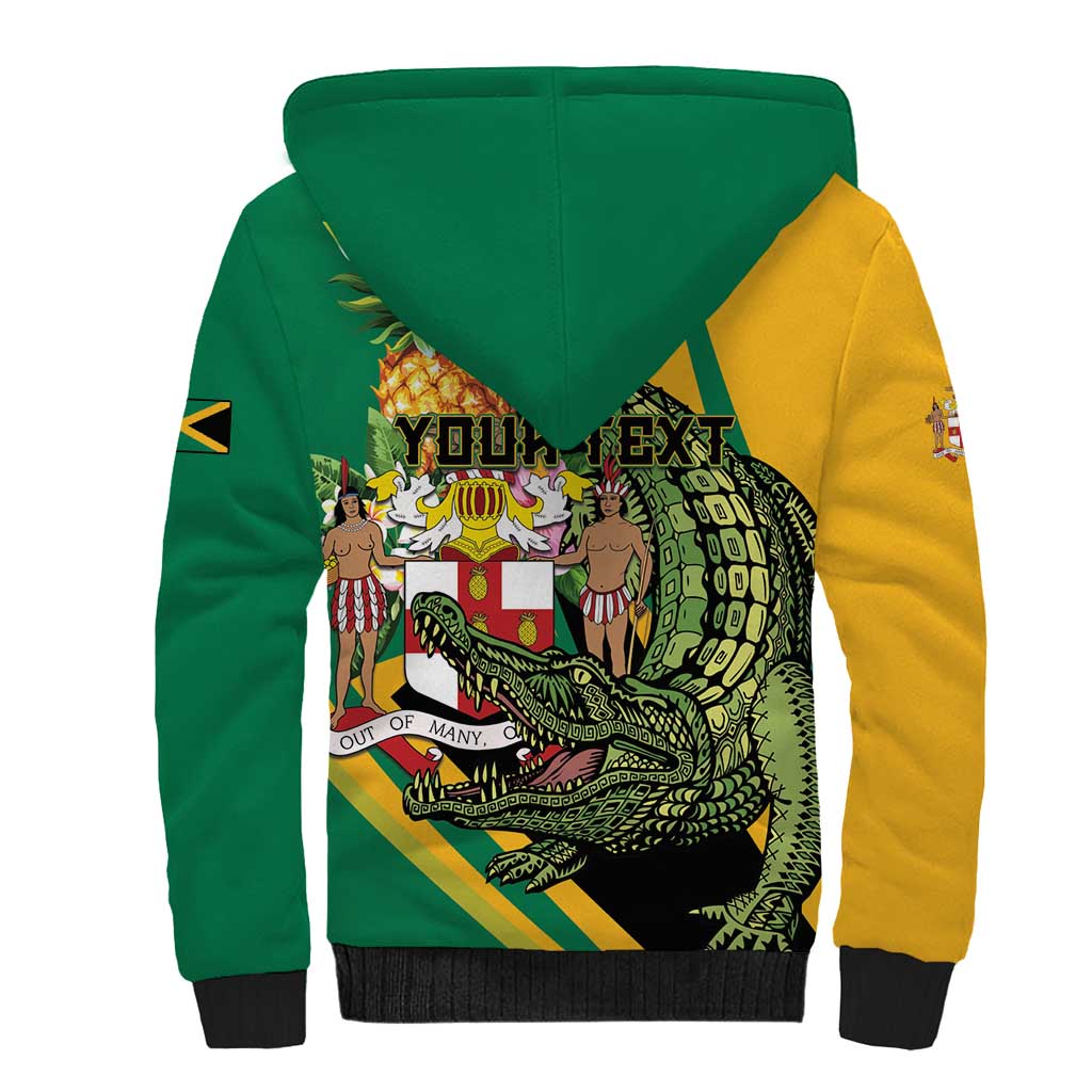 Personalized Jamaica Crocodile Sherpa Hoodie Pineapple Tropical Style - Wonder Print Shop