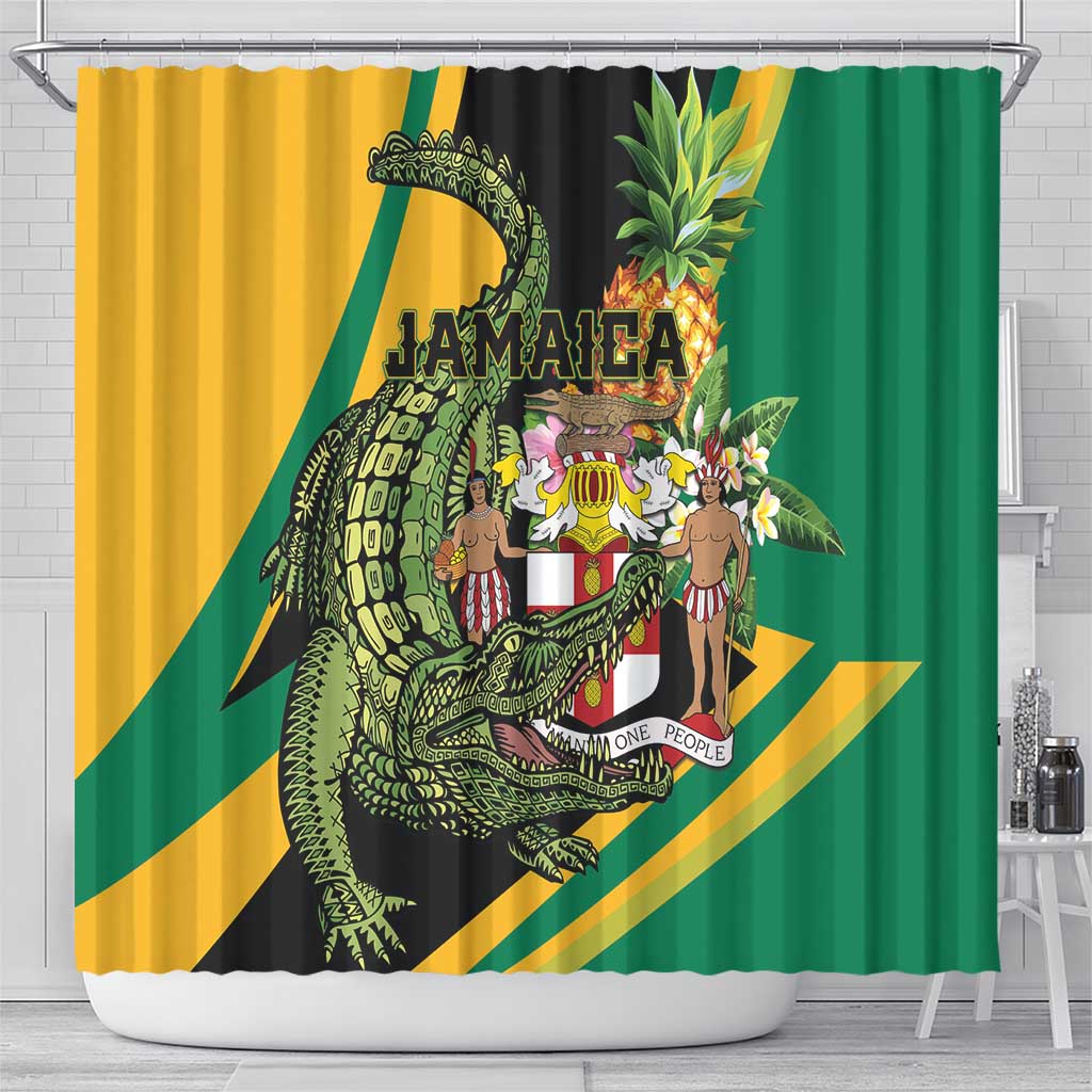 Jamaica Crocodile Shower Curtain Pineapple Tropical Style - Wonder Print Shop