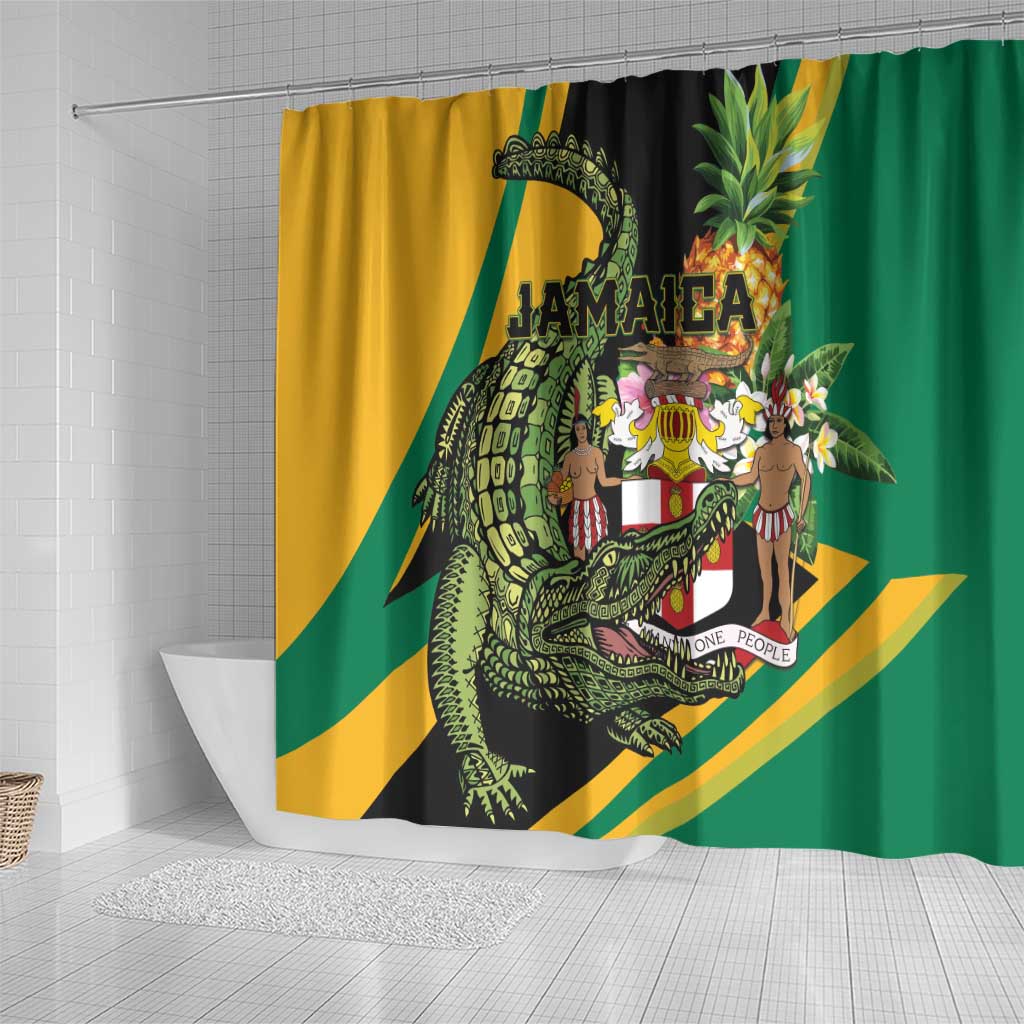 Jamaica Crocodile Shower Curtain Pineapple Tropical Style - Wonder Print Shop