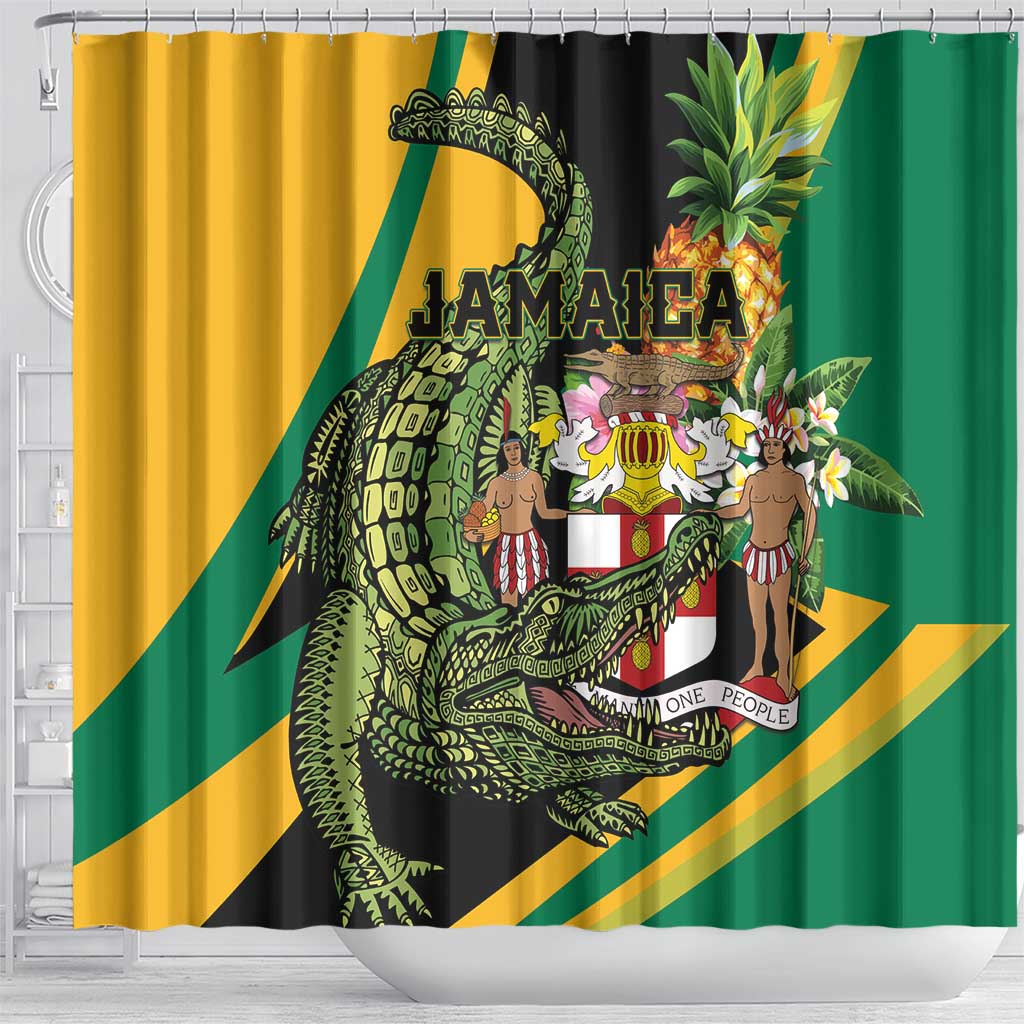 Jamaica Crocodile Shower Curtain Pineapple Tropical Style - Wonder Print Shop