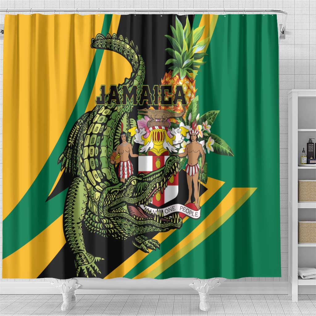Jamaica Crocodile Shower Curtain Pineapple Tropical Style - Wonder Print Shop