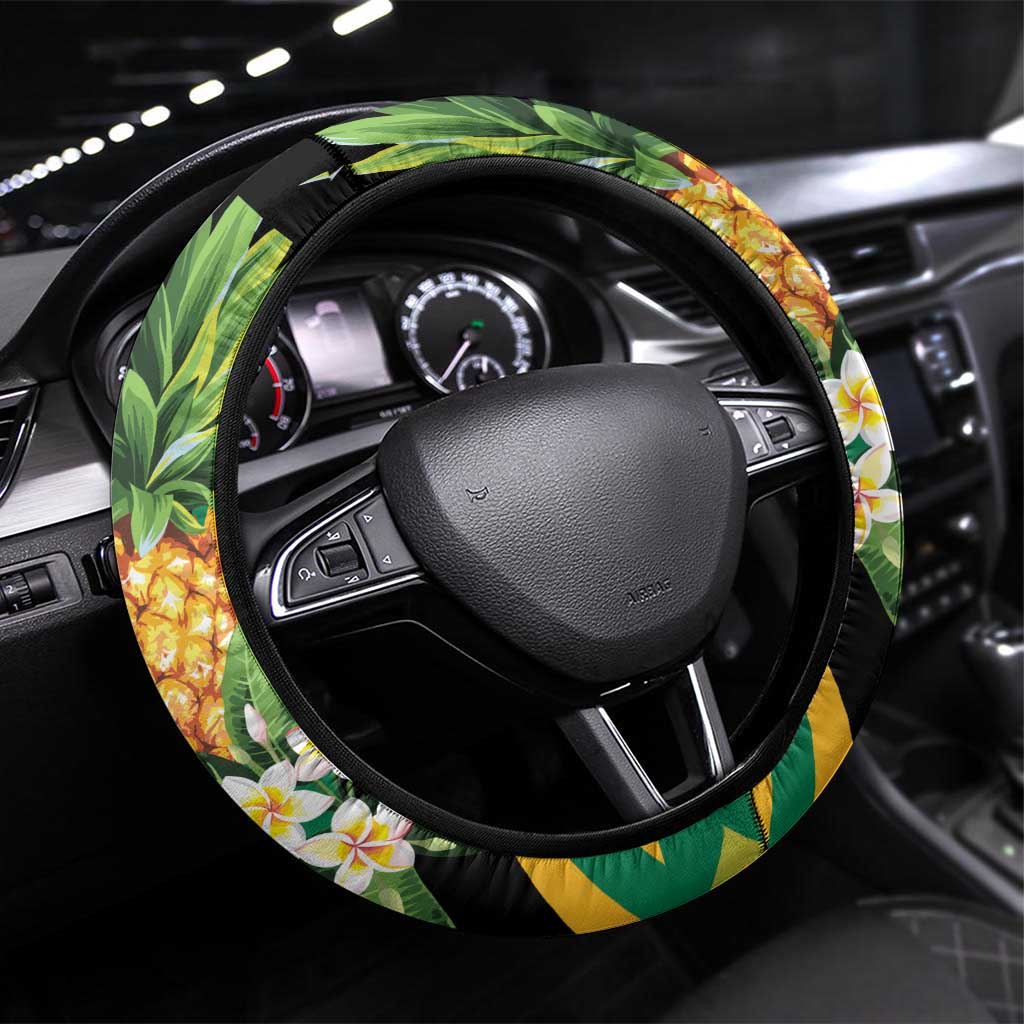 Jamaica Crocodile Steering Wheel Cover Pineapple Tropical Style - Wonder Print Shop