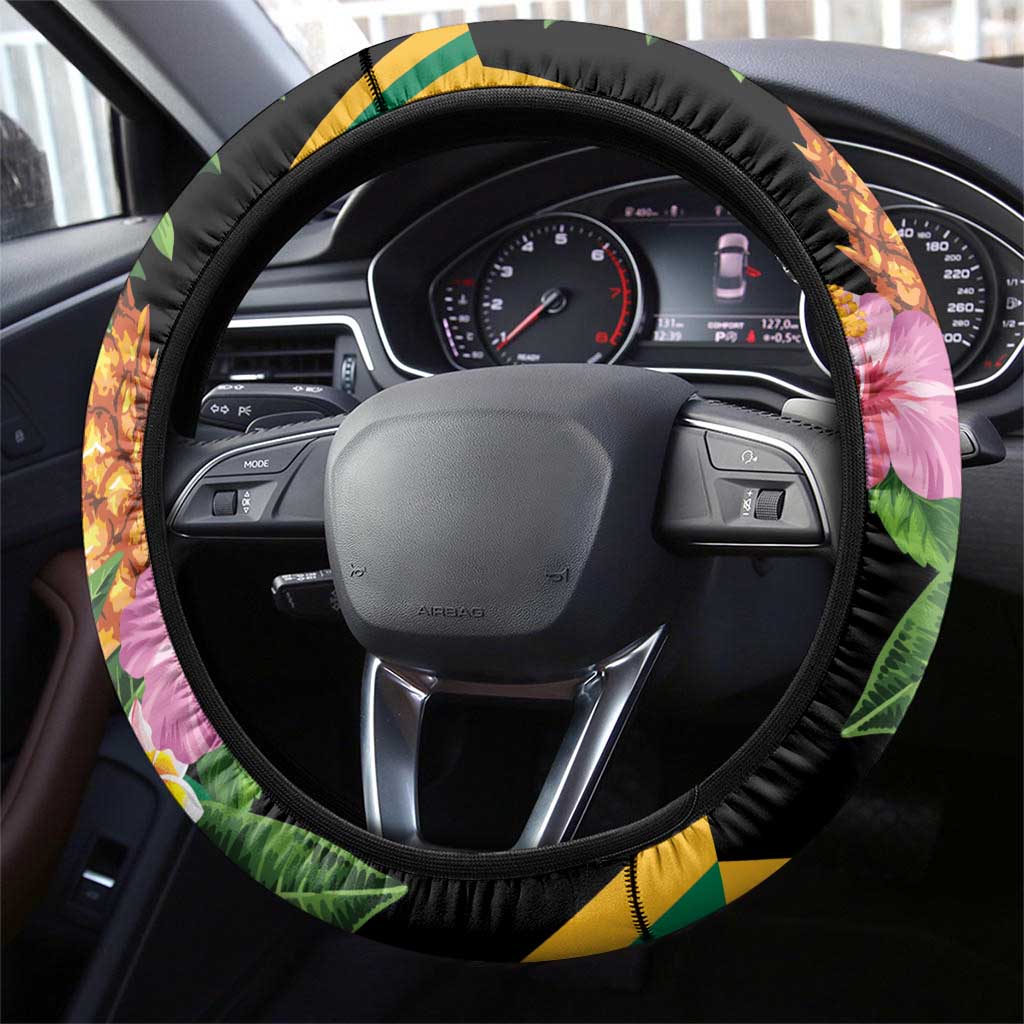 Jamaica Crocodile Steering Wheel Cover Pineapple Tropical Style - Wonder Print Shop