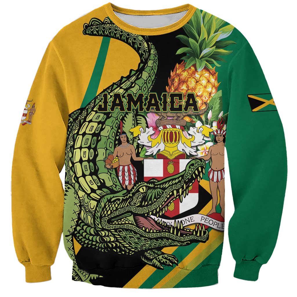 Personalized Jamaica Crocodile Sweatshirt Pineapple Tropical Style - Wonder Print Shop