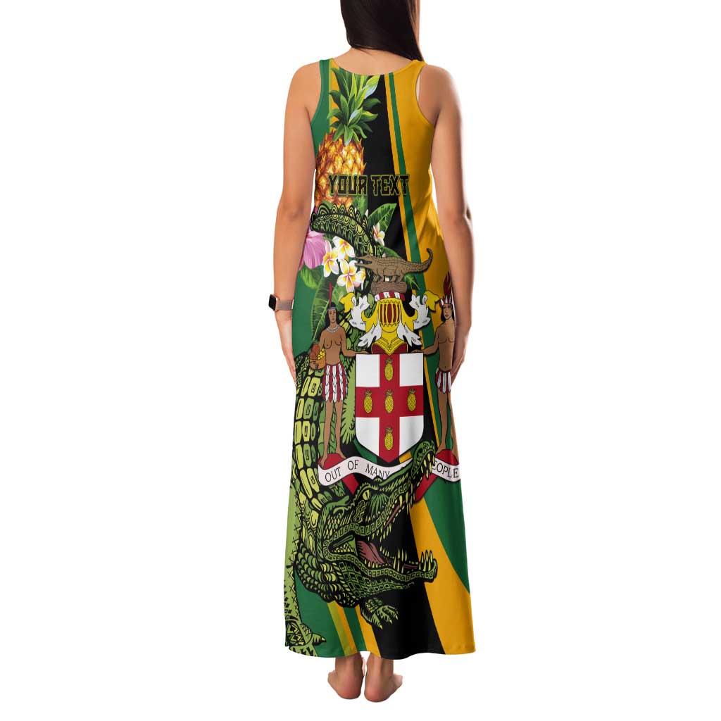 Personalized Jamaica Crocodile Tank Maxi Dress Pineapple Tropical Style - Wonder Print Shop