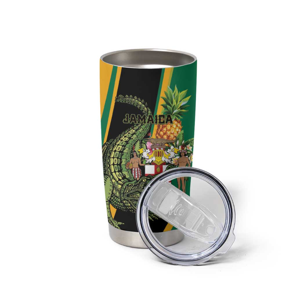 Personalized Jamaica Crocodile Tumbler Cup Pineapple Tropical Style - Wonder Print Shop