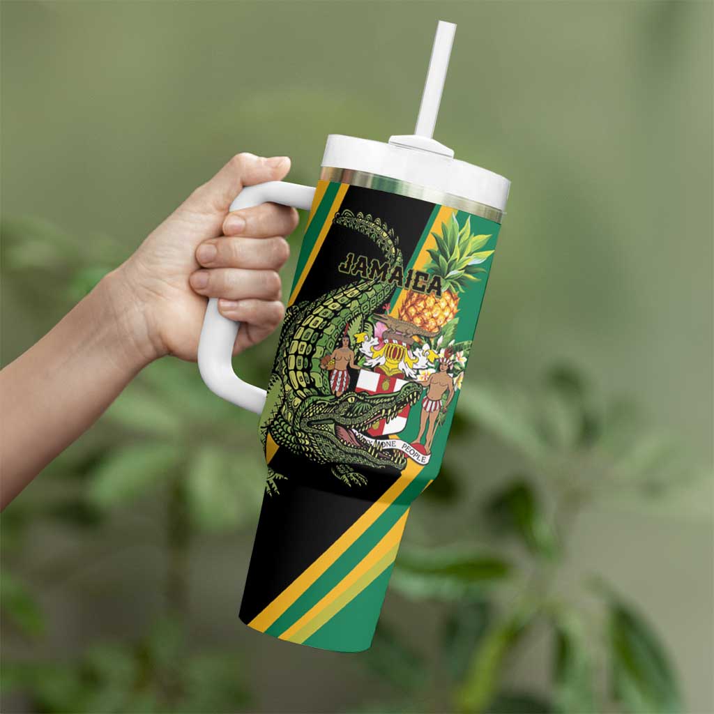 Personalized Jamaica Crocodile Tumbler With Handle Pineapple Tropical Style - Wonder Print Shop