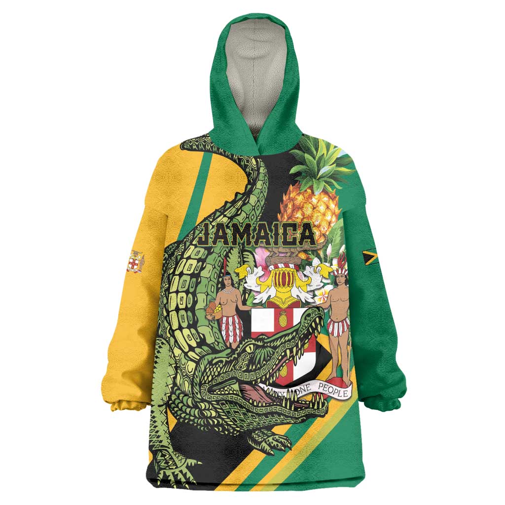 Personalized Jamaica Crocodile Wearable Blanket Hoodie Pineapple Tropical Style - Wonder Print Shop