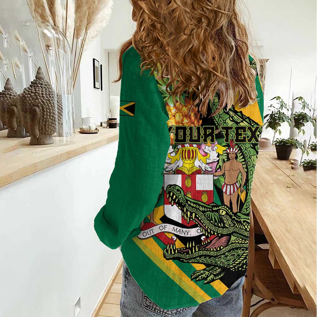Personalized Jamaica Crocodile Women Casual Shirt Pineapple Tropical Style - Wonder Print Shop