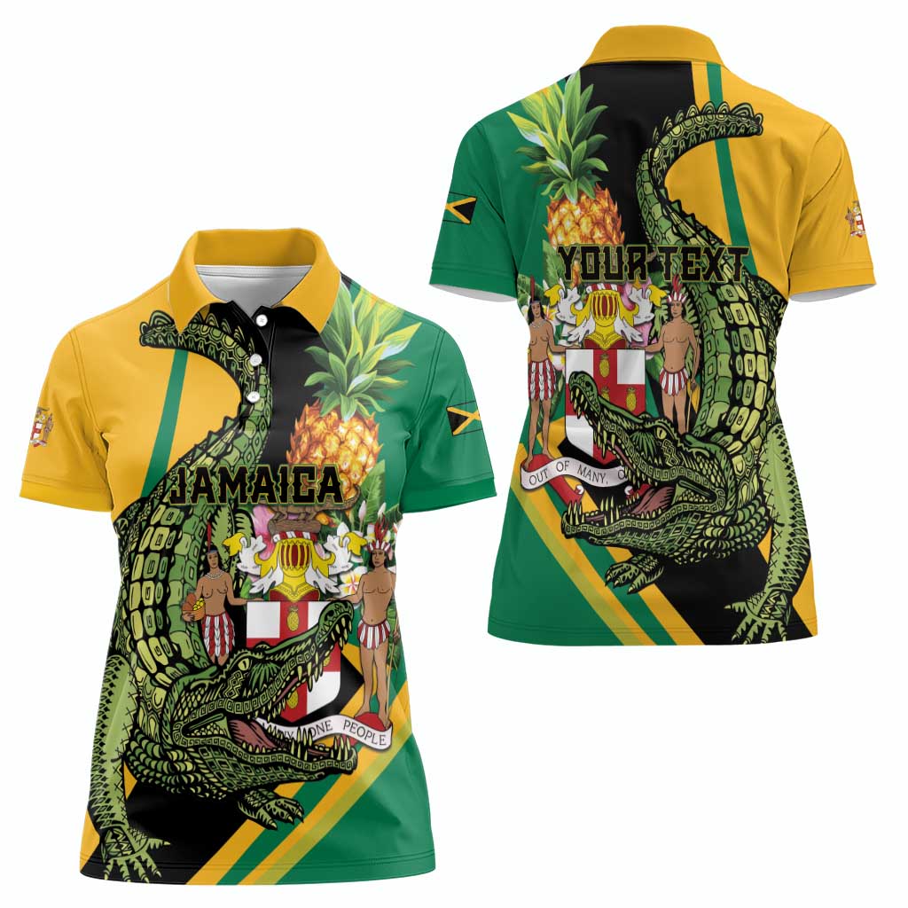 Personalized Jamaica Crocodile Women Polo Shirt Pineapple Tropical Style - Wonder Print Shop
