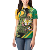 Personalized Jamaica Crocodile Women Polo Shirt Pineapple Tropical Style - Wonder Print Shop