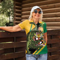 Personalized Jamaica Crocodile Women Polo Shirt Pineapple Tropical Style - Wonder Print Shop