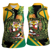 Personalized Jamaica Crocodile Women Sleeveless Polo Shirt Pineapple Tropical Style - Wonder Print Shop