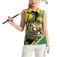Personalized Jamaica Crocodile Women Sleeveless Polo Shirt Pineapple Tropical Style - Wonder Print Shop