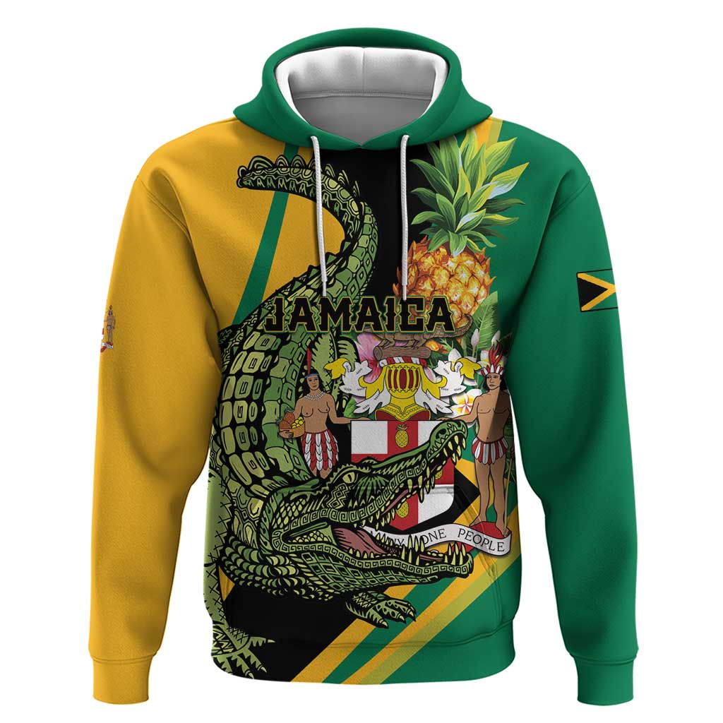 Personalized Jamaica Crocodile Zip Hoodie Pineapple Tropical Style - Wonder Print Shop