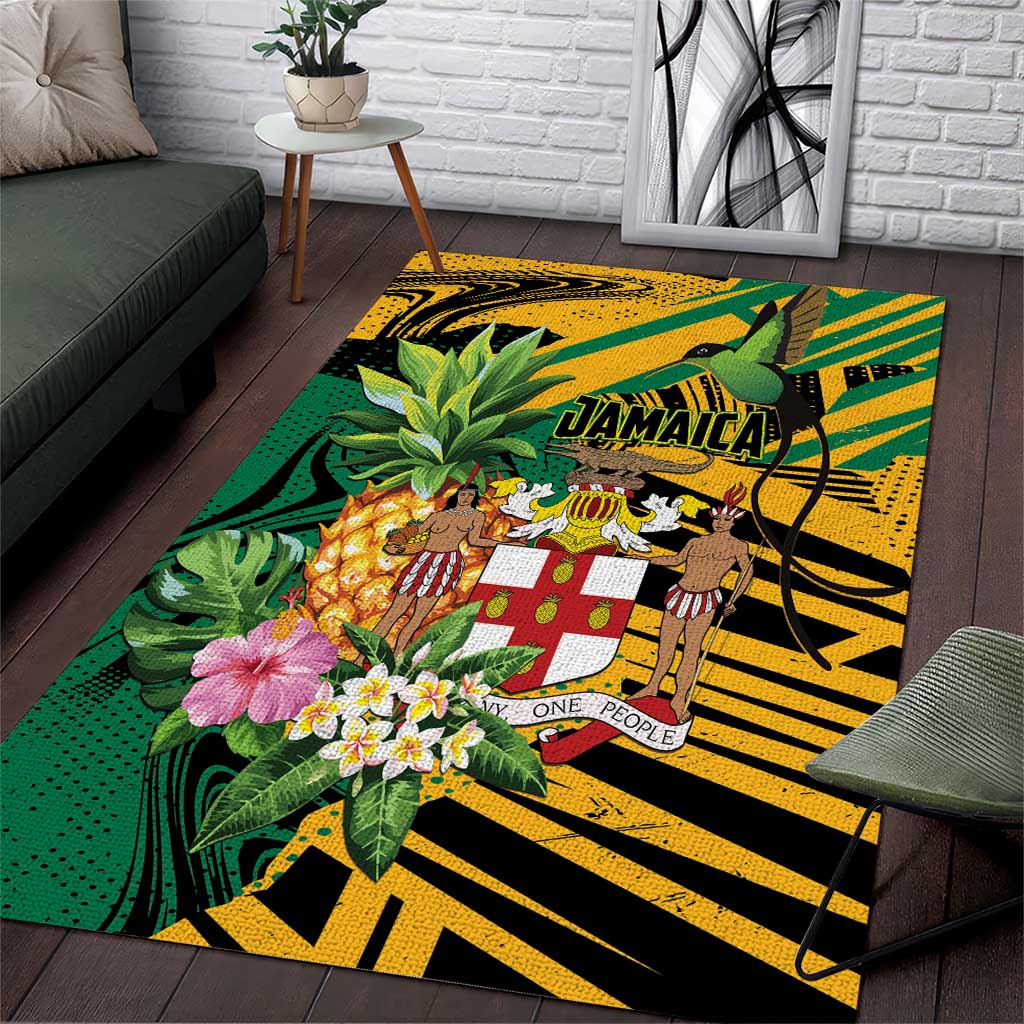 Jamaica Red-billed Streamertail Area Rug Pineapple Tropical Style - Wonder Print Shop