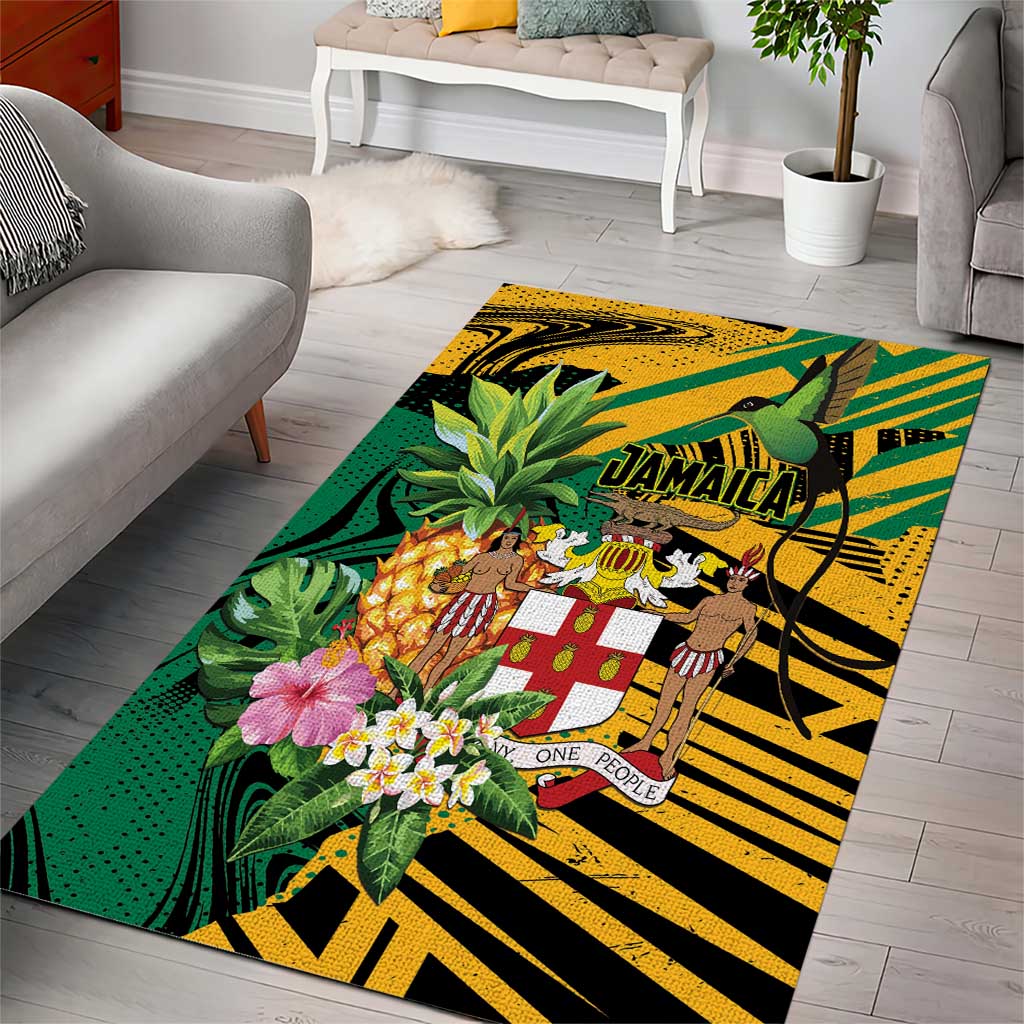 Jamaica Red-billed Streamertail Area Rug Pineapple Tropical Style - Wonder Print Shop